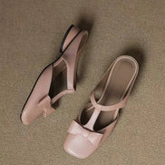 Elegant Bow T-Strap Flat Mules
