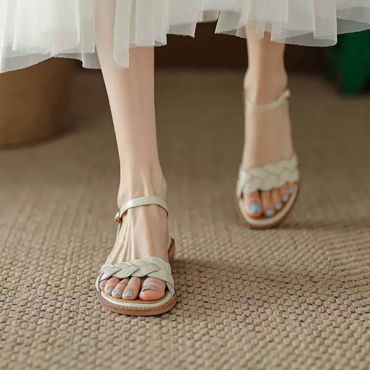 Braided Strap Ankle Sandals