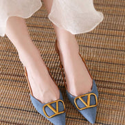 Chic Pointed Slingback Heels with Gold Buckle