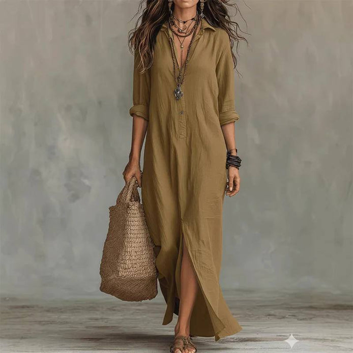 Neva Relaxed V-Neck Midi Dress