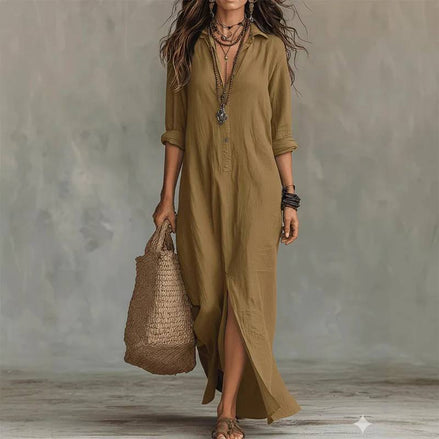 Neva Relaxed V-Neck Midi Dress