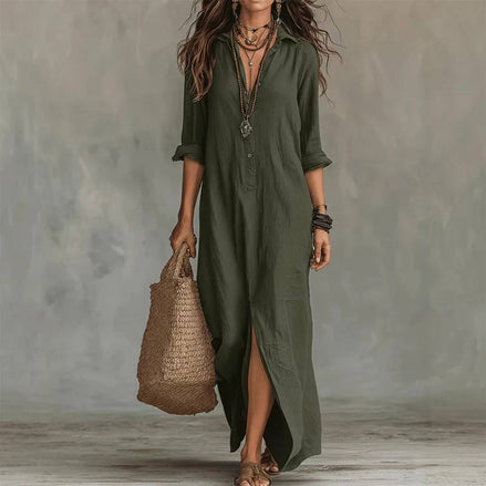 Neva Relaxed V-Neck Midi Dress