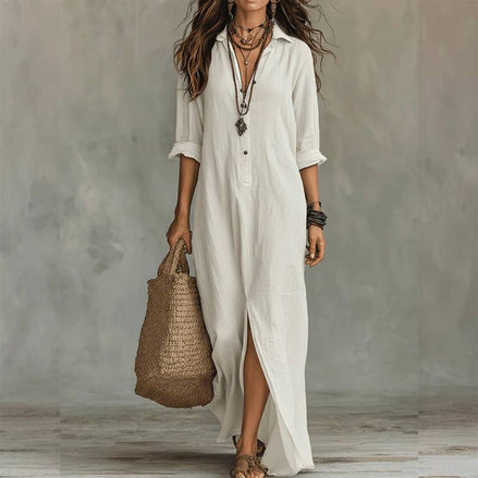 Neva Relaxed V-Neck Midi Dress