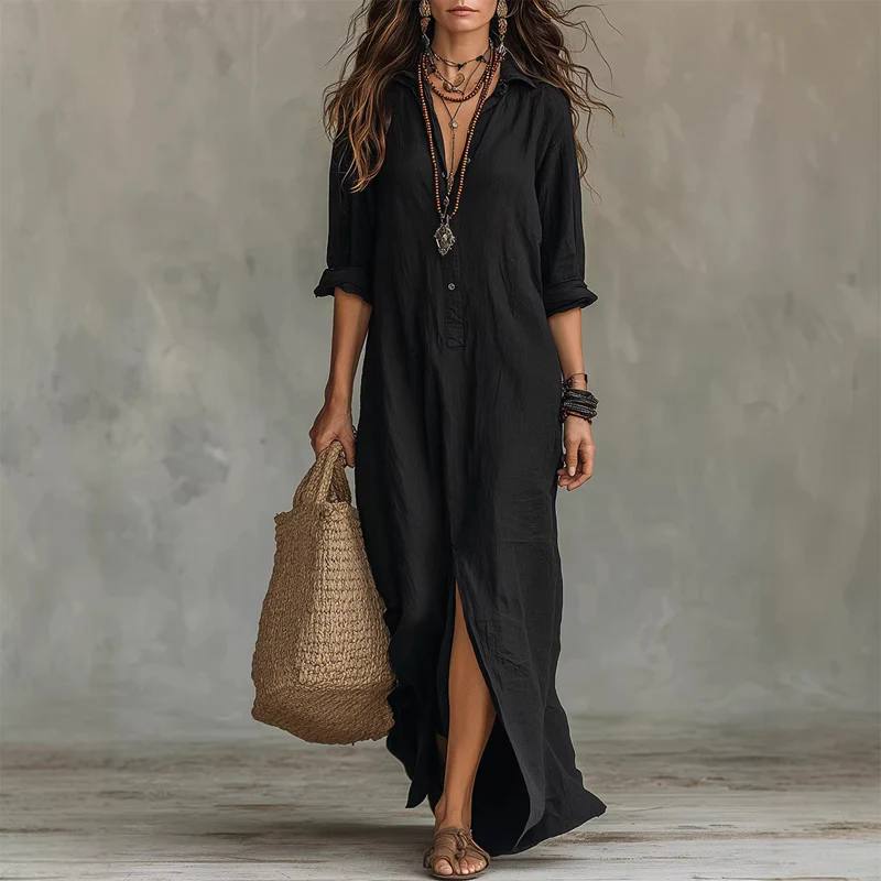 Neva Relaxed V-Neck Midi Dress