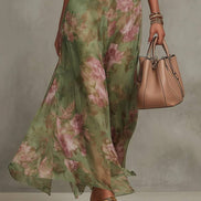 Sara Elegant Floral Halter Maxi Dress