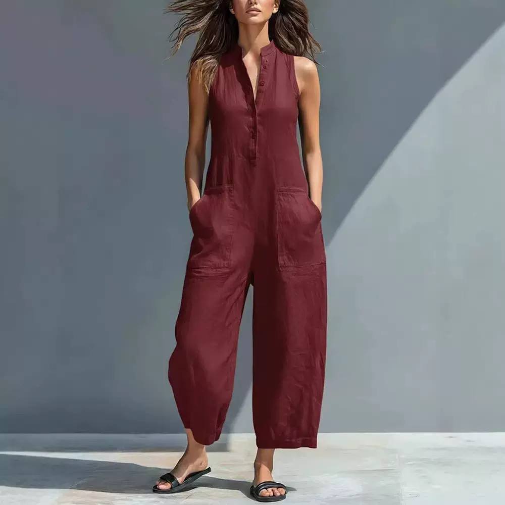 Relaxed Fit Sleeveless Utility Jumpsuit
