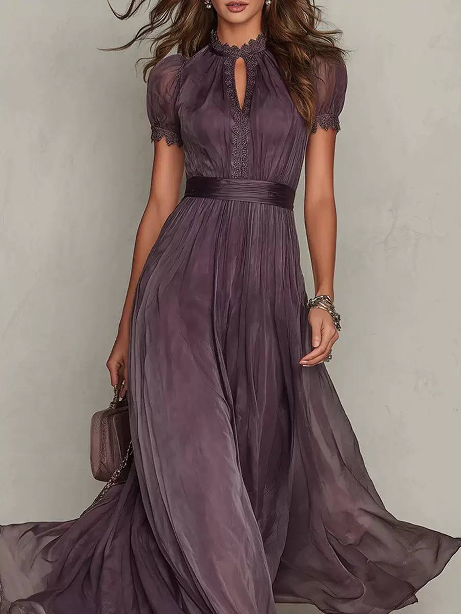 Elegant Lace Detail Flowing Maxi Dress