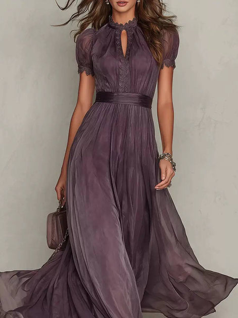 Elegant Lace Detail Flowing Maxi Dress