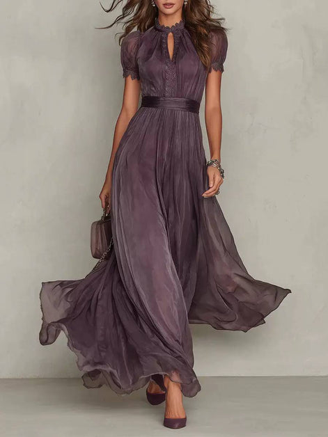 Elegant Lace Detail Flowing Maxi Dress
