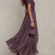Elegant Lace Detail Flowing Maxi Dress