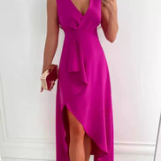Elegant Wrap V-Neck Midi Dress