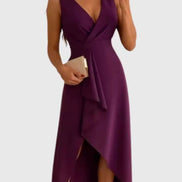 Elegant Wrap V-Neck Midi Dress
