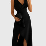 Elegant Wrap V-Neck Midi Dress