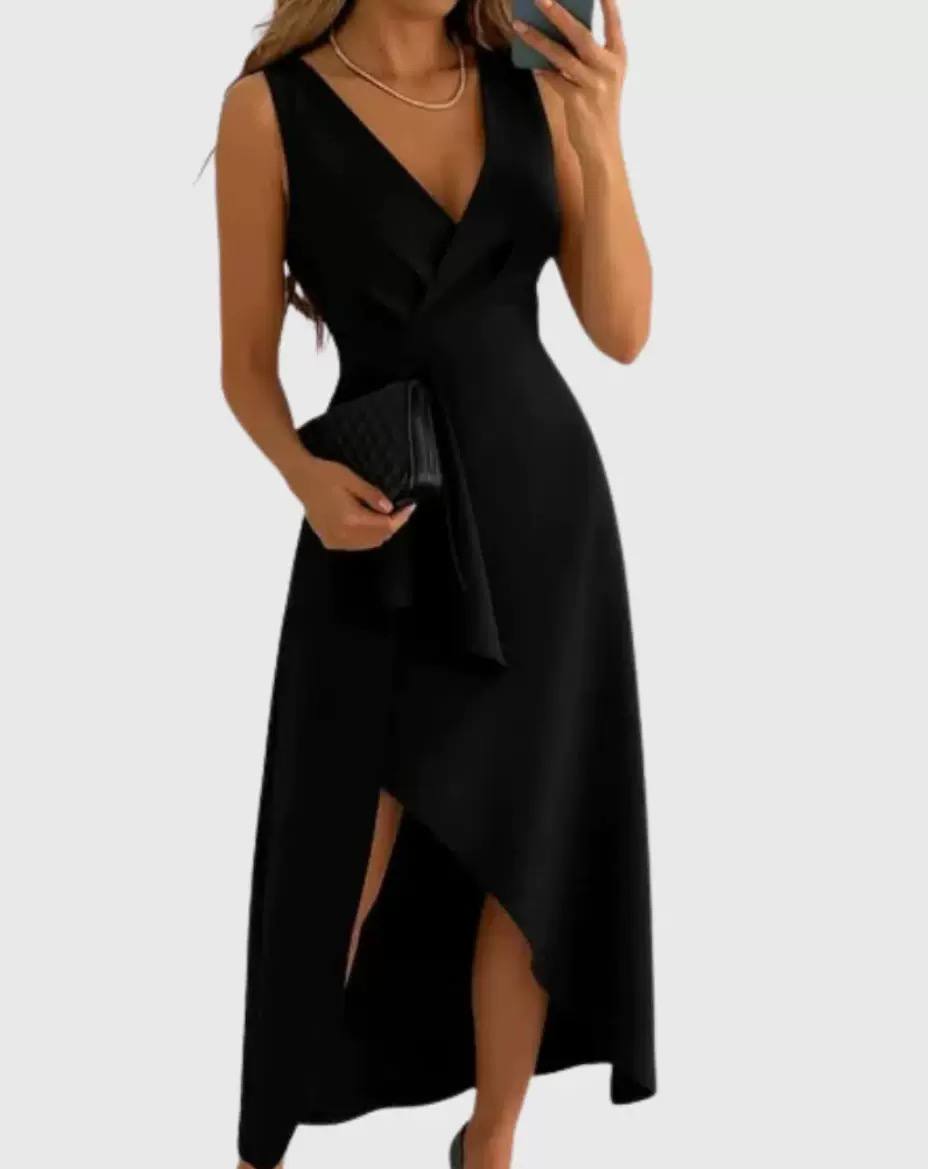 Elegant Wrap V-Neck Midi Dress