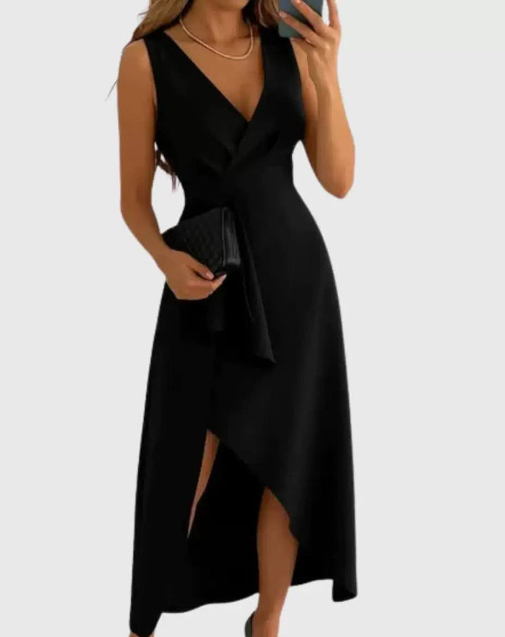 Elegant Wrap V-Neck Midi Dress