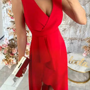 Elegant Wrap V-Neck Midi Dress
