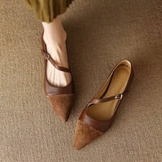 Two-Tone Pointed Strap Flats