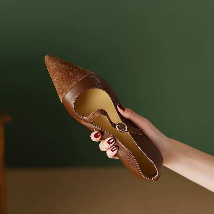 Two-Tone Pointed Strap Flats