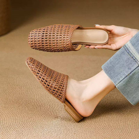 Woven Slip-On Summer Mules