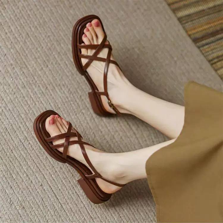 Minimalist Cross-Strap Flat Sandals