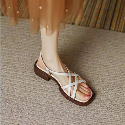 Minimalist Cross-Strap Flat Sandals