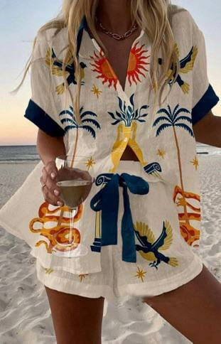 Summer Printed Two-Piece Set