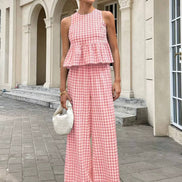 Chic Gingham Two-Piece Set
