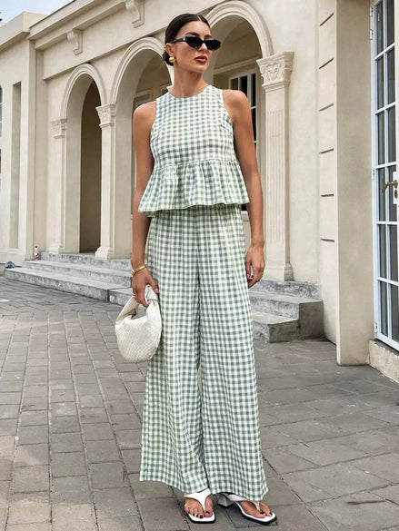 Chic Gingham Two-Piece Set