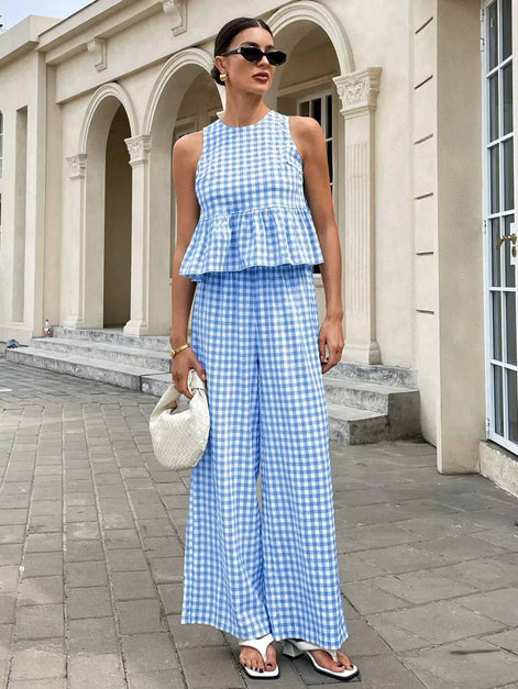 Chic Gingham Two-Piece Set