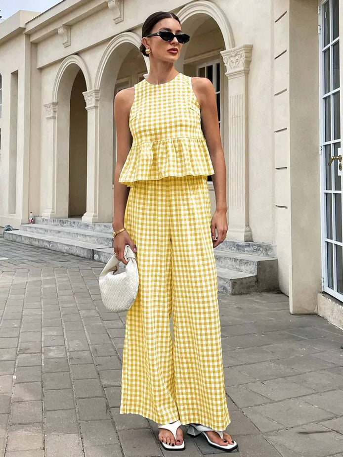 Chic Gingham Two-Piece Set