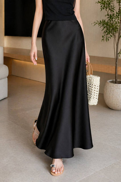 Flow Satin Midi Skirt