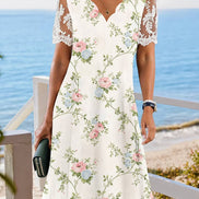 Embrace Feminine Floral Lace Sleeve Dress