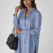 Oversized Lapel Button Shirt Dress