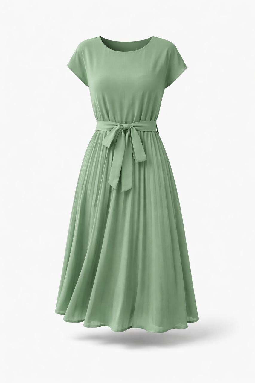 Elegant Pleated Midi Dress
