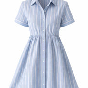 Blue Shirt-Style Casual Dress