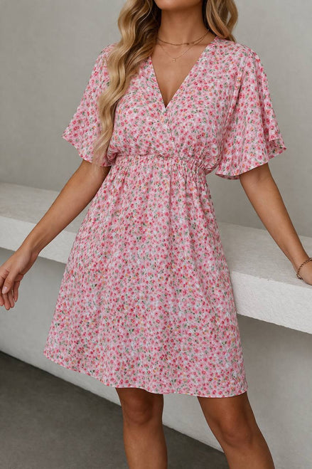 Delicate Floral Print Casual Dress