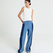 Joey Two-Tone Wide-Leg Jeans