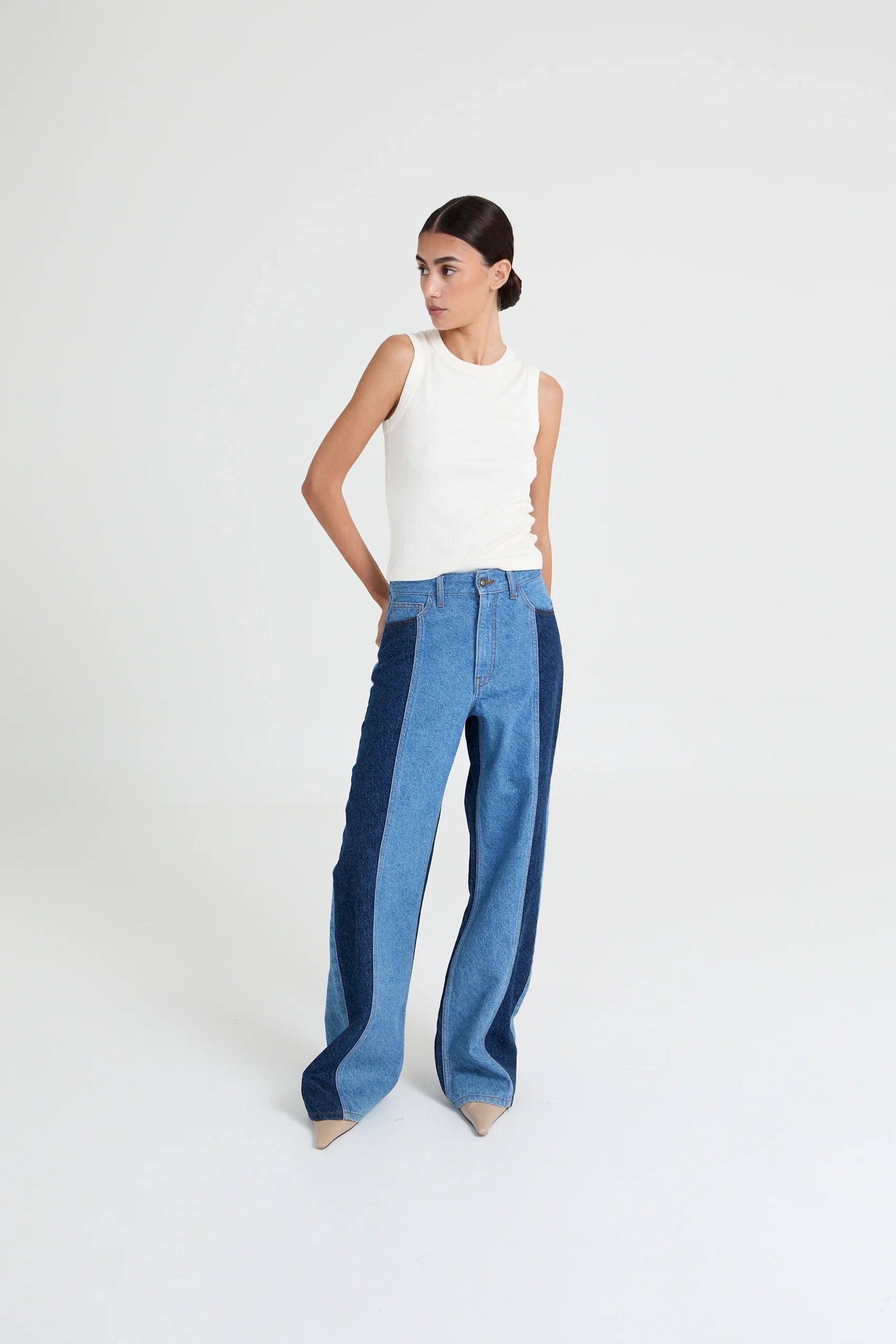 Joey Two-Tone Wide-Leg Jeans