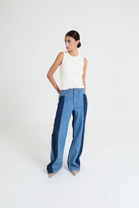 Joey Two-Tone Wide-Leg Jeans