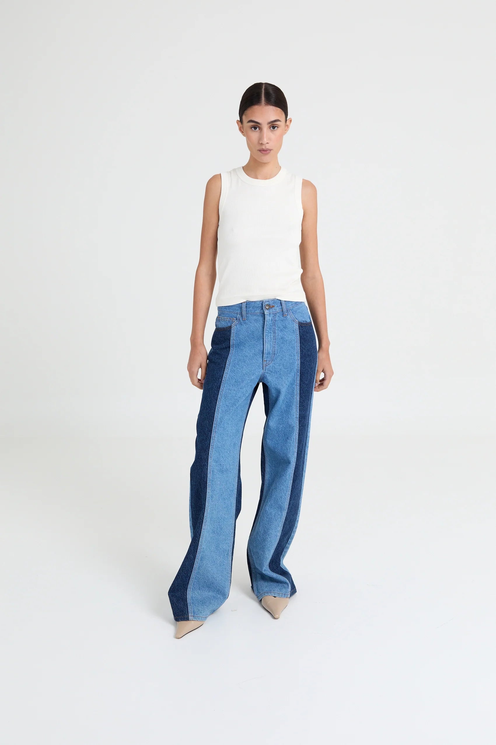 Joey Two-Tone Wide-Leg Jeans