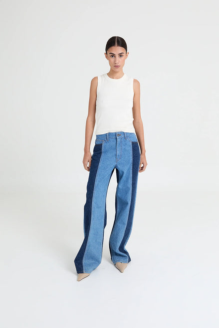 Joey Two-Tone Wide-Leg Jeans