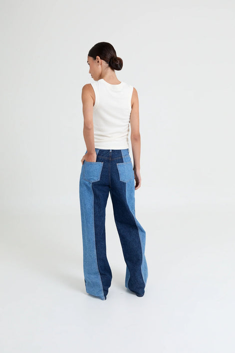 Joey Two-Tone Wide-Leg Jeans