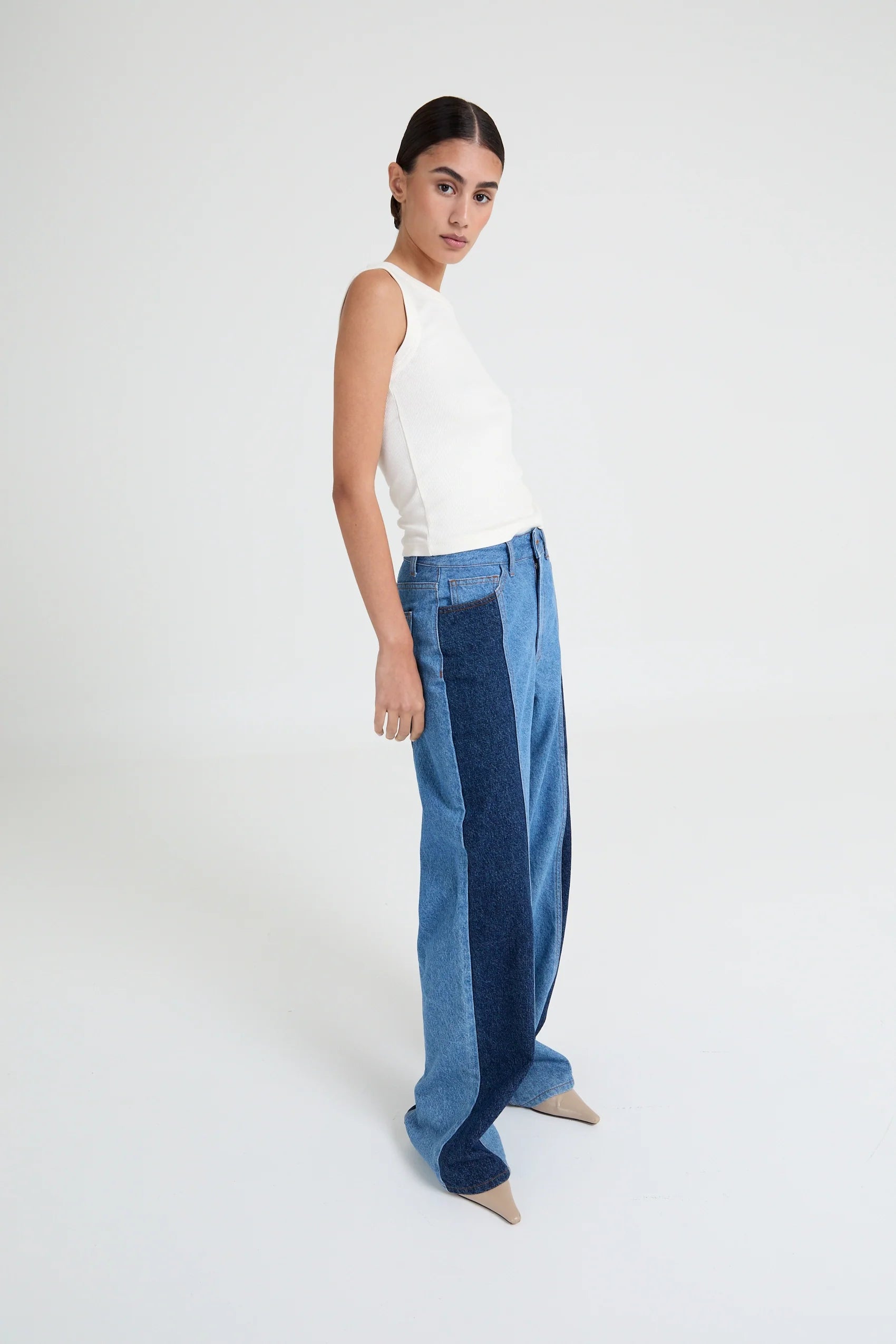 Joey Two-Tone Wide-Leg Jeans