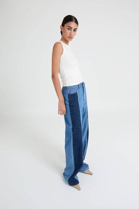 Joey Two-Tone Wide-Leg Jeans
