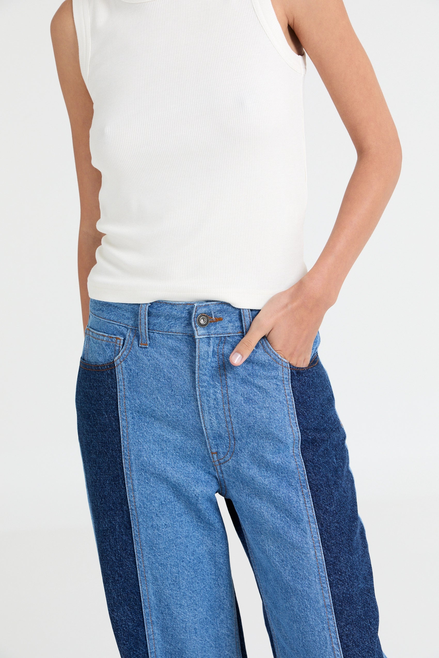 Joey Two-Tone Wide-Leg Jeans