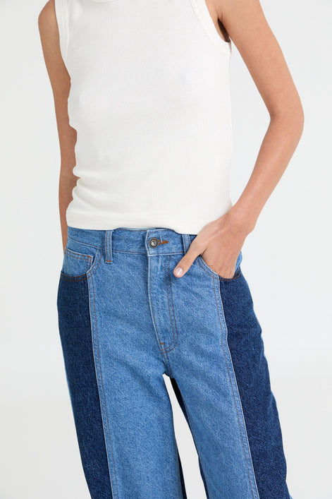 Joey Two-Tone Wide-Leg Jeans