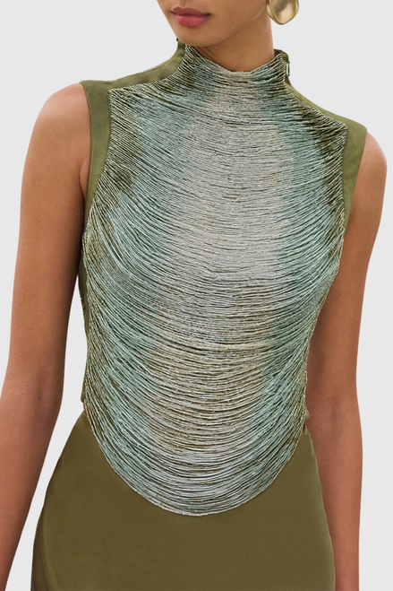 Laikla Fringe Sleeveless Top - Green
