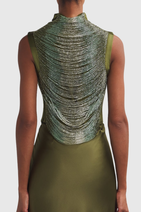 Laikla Fringe Sleeveless Top - Green