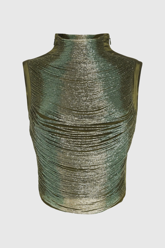 Laikla Fringe Sleeveless Top - Green