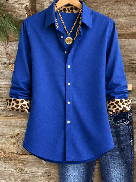 Leopard-Cuff Classic Shirt